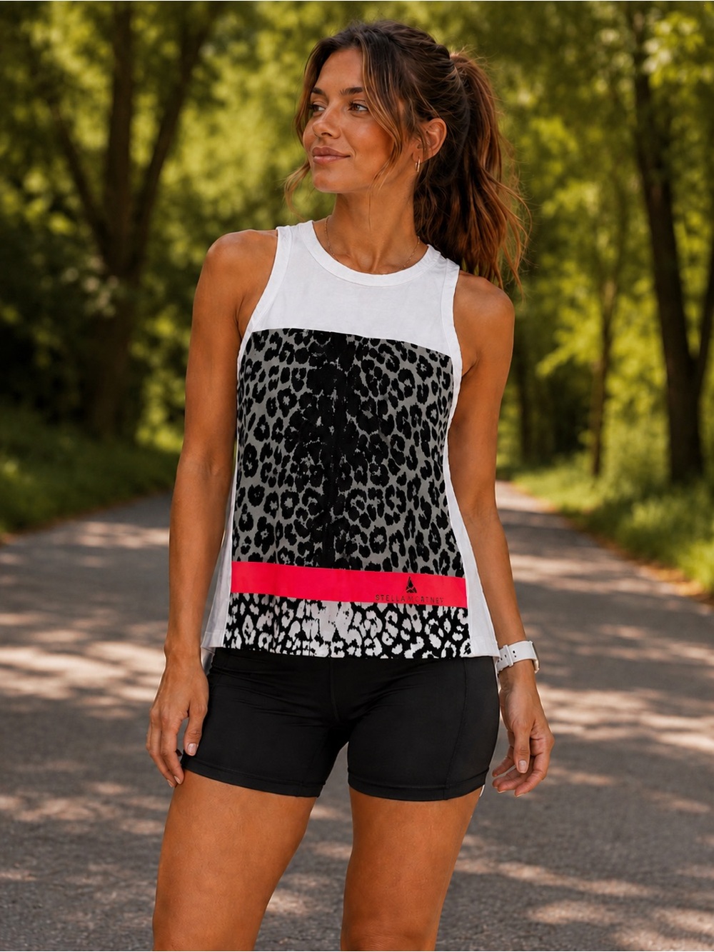 adidas by Stella McCartney Leopard Print Tank Top XS Running Training Gym